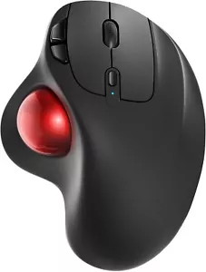 Nulea M501 Wireless Ergonomic Trackball Mouse USB-C Rechargeable Black Red - Picture 1 of 10