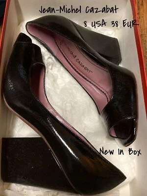 Jean-Michel Cazabat черный патент открытый носок насосы с блок каблуки, размер 8 США новый - Изображение 1 из 4