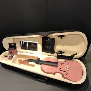 Mendini By Cecilio Violin Sparkling Pink 1/2 Size W/ Case Parts/Repair - Picture 1 of 23