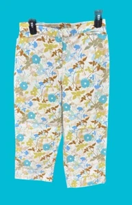 Sag Harbor sport petite women’s size 10P beige turquoise floral cropped pants - Picture 1 of 3