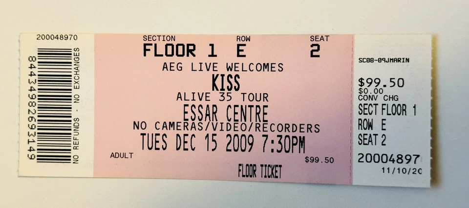 Kiss original concert ticket 2009 - Image 1 of 1