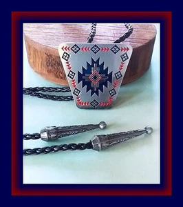 NAVAJO CROSS BOLO Tie, Southwest Bolo Tie Necklace, Native American Bolo - Picture 1 of 4