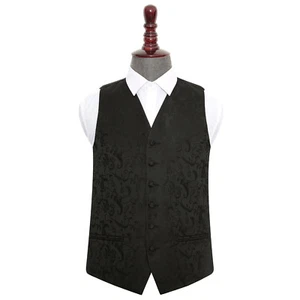 Mens Wedding Waistcoat Woven Floral Black Formal Casual Vest All Sizes by DQT - Picture 1 of 4