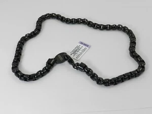 TRITON Men's Wide Rounded Box Link 22" Chain in Black Ion-Plated Stainless Steel - Picture 1 of 5