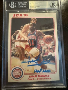 ISIAH THOMAS PISTONS HAND SIGNED 1985 STAR TEAM 5X7 SUPERS #DP1 BAS AUTO SMEARED - Picture 1 of 2
