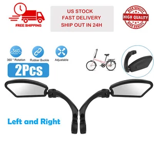 Left and Right Handlebar Rear View Mirror Bicycle Rearview Rectangle Back Mirror - Picture 1 of 12