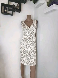 Anne Klein Blumen V-Ausschnitt Cinched Taille Kleid Größe 4 Neu mit Etikett - Bild 1 von 9