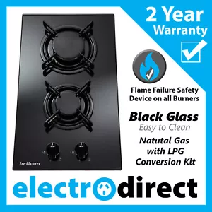 Brilcon 30cm Gas Cooktop Stove Black Glass Easy to Clean Cook Top Hob Cooker - Picture 1 of 3