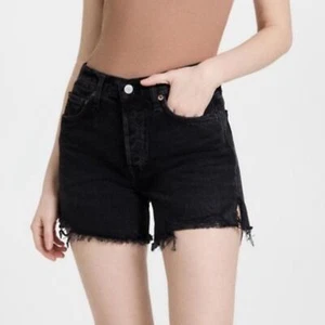 Pantalones Cortos AGOLDE Parker Jean Corte Trance Negro Denim Envejecido Tiro Alto 33 - Imagen 1 de 14