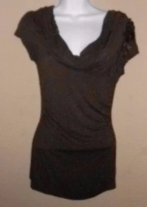 Women's 'Wrapper' Size S - Brown Cap Sleeve Knit Top Shirt Blouse w/ Bows - E - Picture 1 of 3