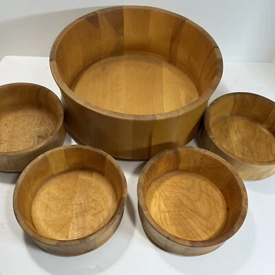 Vermont Bowl Company Wood Serving Salad Bowls John McLeod For Williams Sonoma - Image 1 of 4