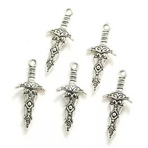 BLUK 100 piezas Dijes de espada Hágalo usted mismo Colgantes para hacer joyas Plata antigua - Imagen 1 de 1