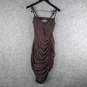 Seduce Dress Womens 12 Purple Gold Ruched Formal Weddign Party NEW 8503 - Picture 1 of 13