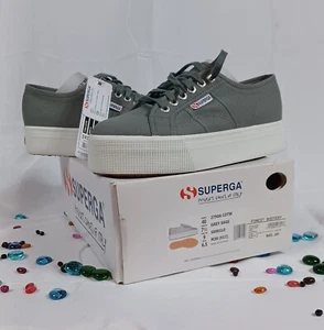 Italian Superga W Size 9 / EU 40 Platform- Gray Canvas Tennis Shoes - Picture 1 of 8