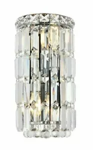Crystal and Chrome Bathroom Bedroom or Dining Room Wall sconce Light Fixture - Picture 1 of 8