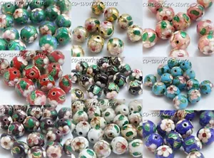 100 cuentas espaciadoras de filigrana cuentas sueltas esmalte 8 mm redondo cloisonne - Imagen 1 de 11