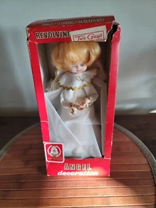 Vintage Christmas Blonde 10" Angel Muscial Silent Night Vinyl Face W/Box - Picture 1 of 7