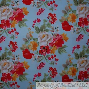 BonEful TELA Algodón Edredón Azul Flor Blanco Rosa Primavera Jardín OFERTA CHATARRA - Imagen 1 de 13