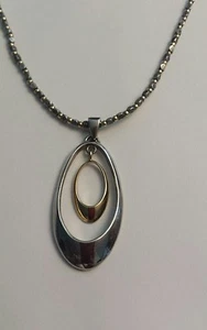 SOLID 14k GOLD & STERLING SILVER PENDANT NECKLACE!! Artist Boho Chic - Picture 1 of 3