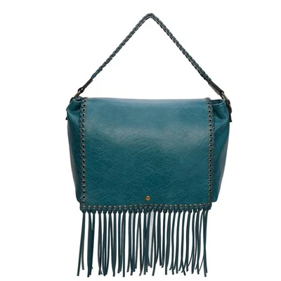Lacey messenger bag With fringe-teal NWT-Ampere design-Vegan leather - Image 1 of 4