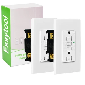2PK GFCI Salida 15 Amp Resistente a Manipulaciones TR WR con Placa de Pared Decorativa Listado ETL - Imagen 1 de 12
