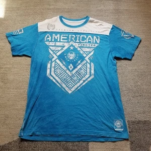 American Fighter By Affliction Short Sleeve Graphic Shirt Mens Size XL Blue Y2K - Picture 1 of 8