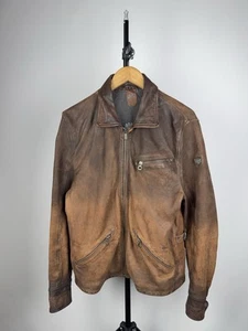 VNTG 90s Avant Garde Faded Gipsy Leather Biker MOTO Jacket Men’s S-M Size - Picture 1 of 16
