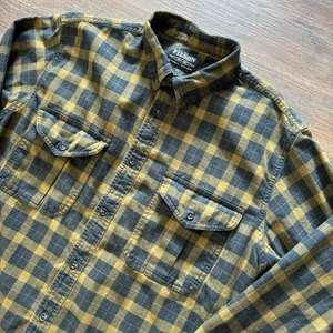 Filson Lt Wt Alaskan Guide Shirt Black Mustard Men’s Size L Outdoors Classic - Picture 1 of 9