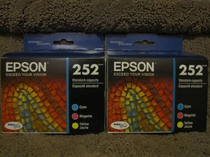 Lot 2 Epson T252520-S T252520-CP Cyan Magenta Yellow Ink Cartridge # 252 06.2026 - Picture 1 of 6