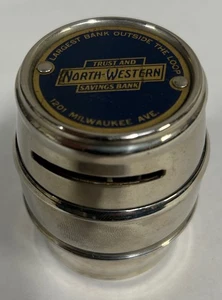 Vtg Barrel Keg Shape Piggy Coin Bank North-Western Trust & Savings Promo (A10) - Picture 1 of 8