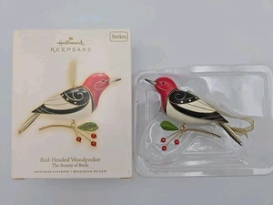 NOB 2009 Red Headed Woodpecker Hallmark Ornament Beauty of Birds #5 - On Branch - Picture 1 of 4