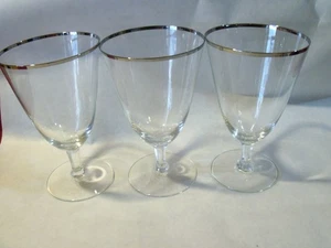 Vintage 3er Set Fostoria Beloved Eistee Stiel 6089, Platinrand Gläser - Bild 1 von 7