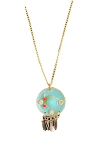 Southwestern Sombrero Hat Pendant Necklace Rhinestones On 24” Gold Toned Chain - Picture 1 of 8