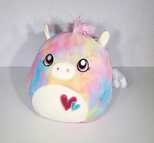 Squishmallow Rainbow Tie Dye Glitter Wings Pegasus Heart Plush Stuffed Toy 8"EUC - Picture 1 of 8