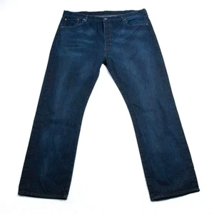 Levis 501 Jeans Herren 42x32 Original Fit Button Fly Dunkelblau Waschung Denim *LESEN - Bild 1 von 14