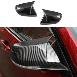 For Cadillac 2013-18 ATS Carbon fiber pattern Ox horn Rearview Mirrors Cover ABS