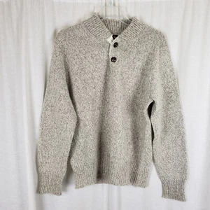 Vintage Dimension Milford Raglan Knit Sweater Pullover Henley Wool Mens L Wheat - Picture 1 of 6