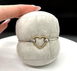 James Avery Sterling Silver 14k Gold Heart Hook On Bracelet Bangle - Picture 1 of 6