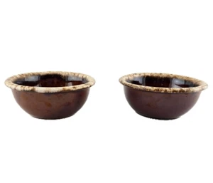 Hull U.S.A. Pottery Bowls 5 1/2" Brown Drip Glaze Lot of 2 Soup Bowl Oven Proof - Picture 1 of 7