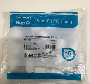 #HEP20 STRAIGHT COUPLING PUSH-FIT WHITE CONNECTOR X 10 15MM-HD1/15W Free Postage