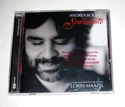 Andrea Bocelli - Sentimento [Limited Edition] (CD, 2002, Philips, PROMO) Maazel  Foto 1 de 3