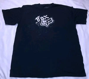 Vtg Y2K Fox Racing Motocross Racing T Shirt Men's Medium Faded Black Grunge - Picture 1 of 10
