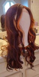 Gorgius|Orange/Ginger Highlights- Prem Fiber/human Hair Blend Lace Frontal - Picture 1 of 14