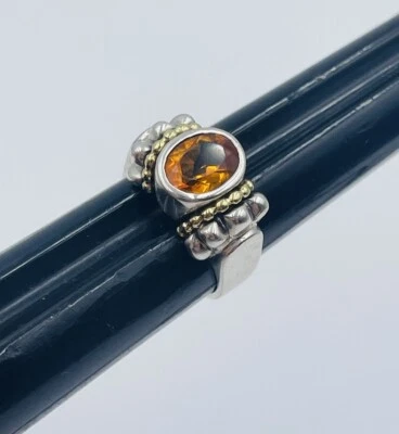 Lagos Caviar Sterling Silver & 18k Yellow Gold Citrine Ring Size 6.5 - Изображение 1 из 4