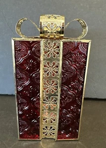 Avon Christmas Stainglass Gift Box with Flameless Candle Red/Gold Vintage - Picture 1 of 4