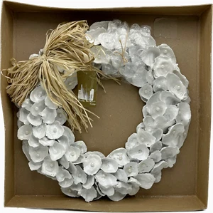 Nicole Miller corona bianca ostrica conchiglie mare finte perle glitter 17" decorazione spiaggia - Foto 1 di 10