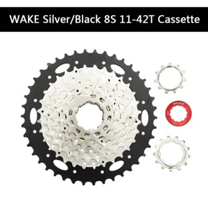WAKE Silver/Black 8S 11-42T Cassette Freewheel City Road Bicycle Bike - Picture 1 of 1