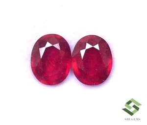 10x8 mm Natural Ruby Oval Cut Pair 7.15 CTS Calibrated Loose Gemstones GF - Picture 1 of 8