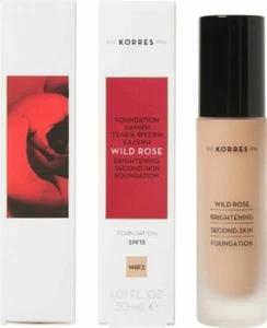 Korres Wild Rose Brightening Second-Skin Foundation SPF15 WRF3 30ml - Picture 1 of 1