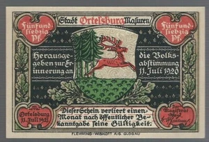 Moneta d'emergenza - Ortelsburg - città di Ortelsburg (oggi Szczytno in Polonia) - 75 Pf.-1921 - Foto 1 di 2